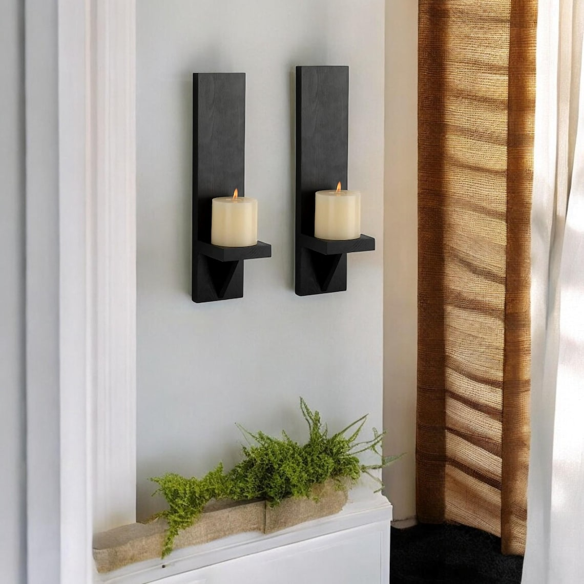 Appliques Murales Artisanales Rustiques – Finition Noire Élégante (Lot de 2)